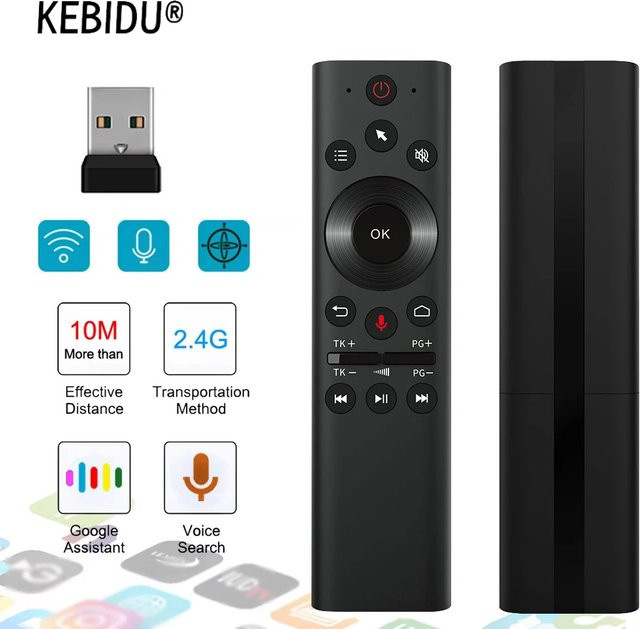 Kebidu Air Mouse Wireless Fernbedienung mit Bluetooth 5.0 und 2,4G Verbindung, 6-Achsen-Gyroskop-Controller inklusive USB-Empfänger für Computer, TV und Android Box, Schwarz - Bild 1