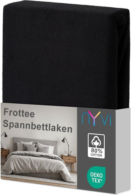 NYVI DreamScience Frottee Spannbettlaken Schwarz B/T/H: 160 x 200 cm - Bild 1
