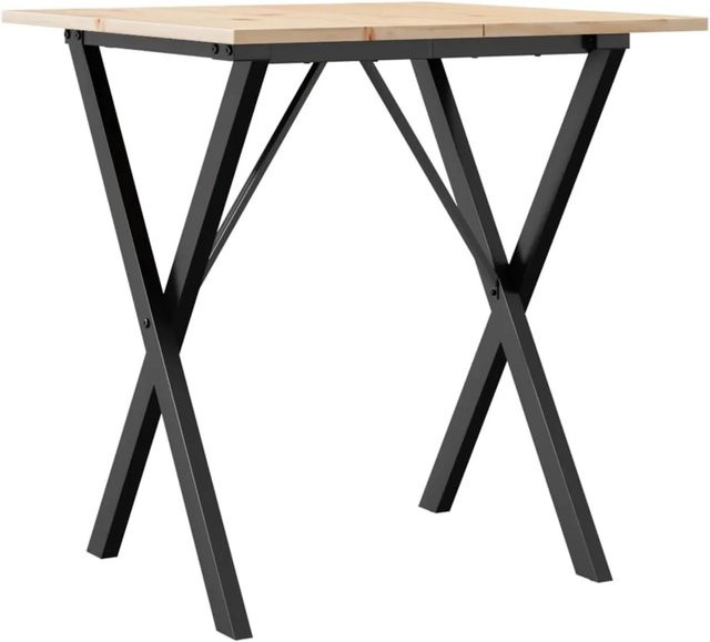 vidaXL Esstisch in Braun mit X-Gestell aus Massivholz Kiefer und Gusseisen, B/T/H: 70 x 70 x 75 cm - Bild 1