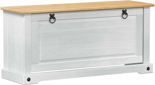 vidaXL Schuhschrank Corona aus massivem Kiefernholz in Weiß, B/T/H: 99 x 32 x 49 cm - Bild 1