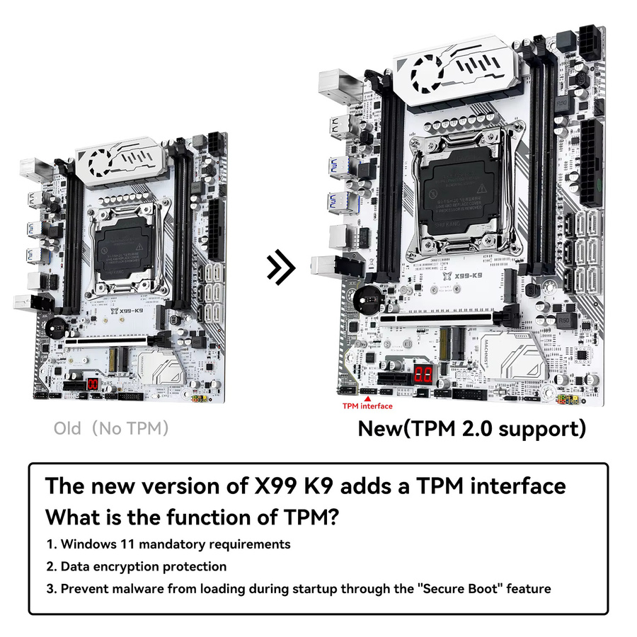 MACHINIST X99 K9 Motherboard mit LGA 2011-3 Sockel, optional mit Xeon E5 2670 V3 Prozessor und 16 GB DDR4 ECC RAM-Kit sowie TPM2.0-Schnittstelle - Bild 3