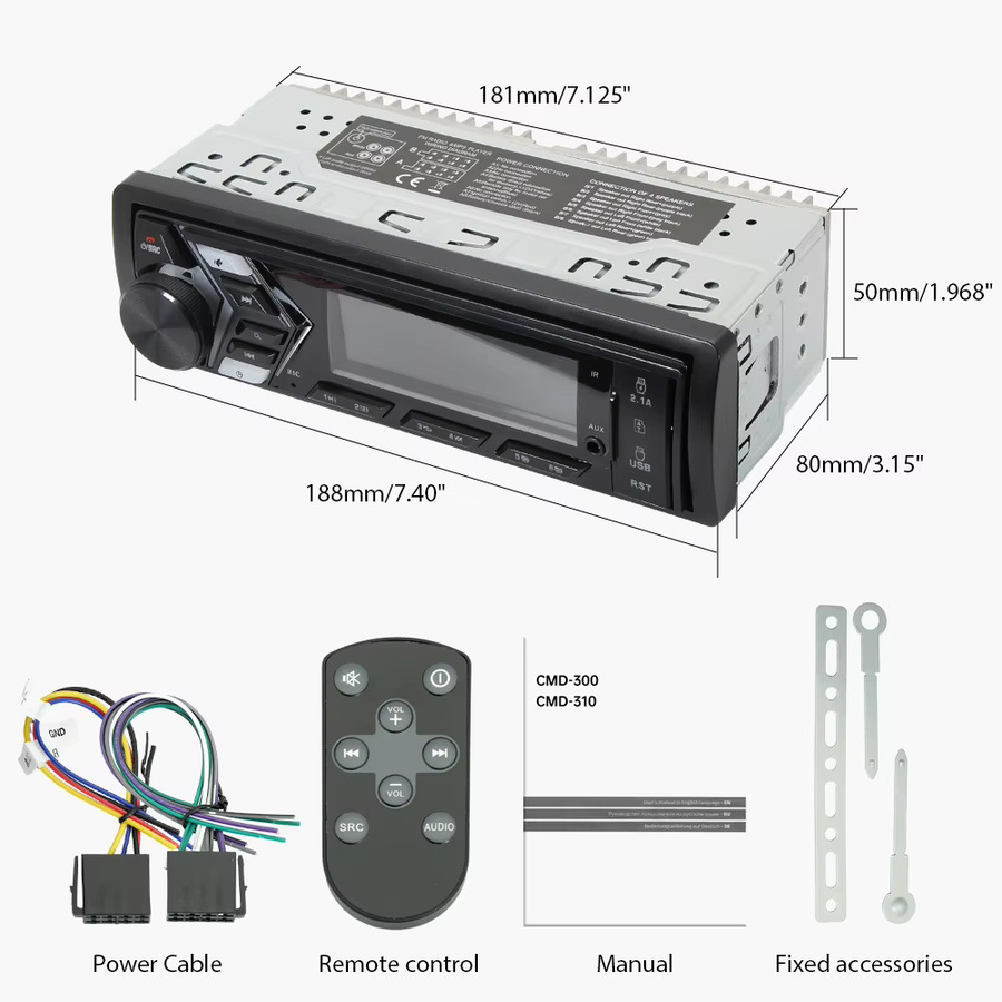 AKAMATE Universal Auto Radio mit Bluetooth, MP3, AUX, USB, TF-Karte und FM Radio in Schwarz - Bild 5