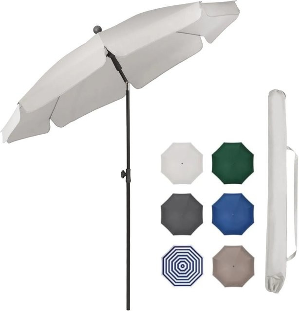 Sekey Balkonschirm Grauweiß mit Schutzhülle, Sonnenschirm mit UV-Schutz UPF 50+ für Balkon und Garten, Durchmesser: 200 cm - Bild 1