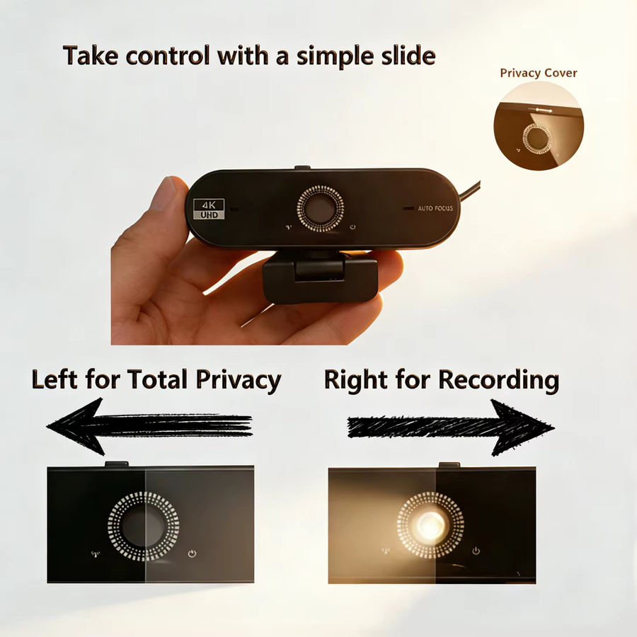 JETO 4K UHD Webcam mit 8MP Autofokus, Duale KI-Geräuschunterdrückende Mikrofone und USB-C-Adapter in Schwarz für PC und Laptop - Bild 2