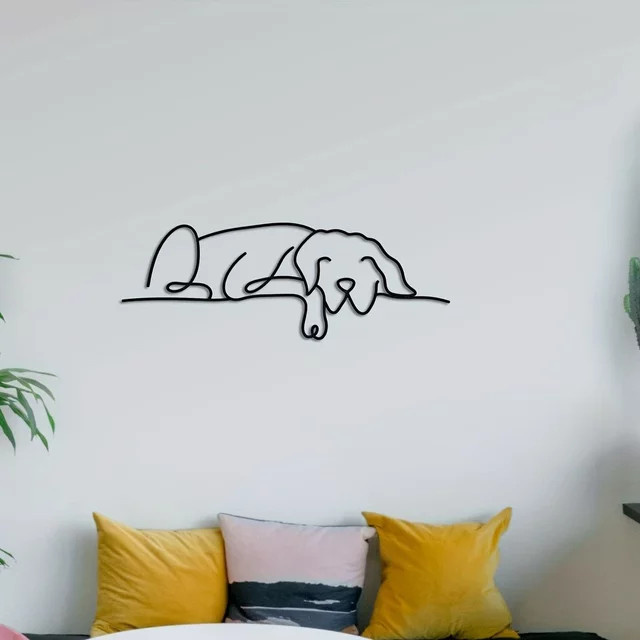 CIFbuy Wanddekoration für Hunde aus Metall in Schwarz – Minimalistische Metall-Wandkunst für dein Wohnzimmer - Bild 1