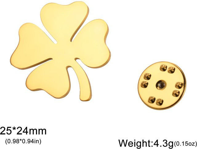 Brosche vierblättriger Klee, Edelstahl, Gold, Damen - Bild 1