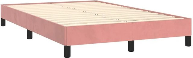 vidaXL Bettgestell aus Samt in Rosa mit massivem Kiefernholz, B/T/H: 100 x 120 x 200 cm - Bild 1