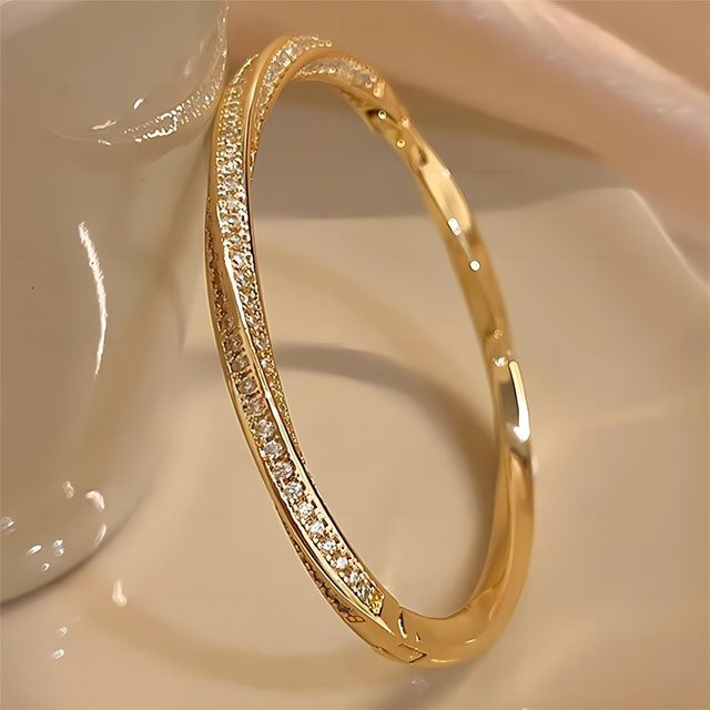 Lucky Star Jewelry Armreif, Messing, Gold, Zirkonia, Kristall, Damen - Bild 1