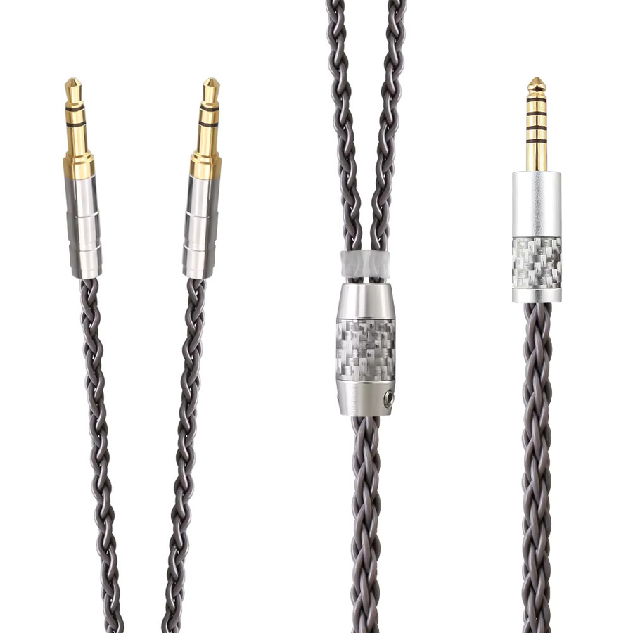 Hifiman Audio-Adapter Kopfhörerkabel mit 8 Kernen, 4-poligem XLR auf 2,5 mm und 3,5 mm Jack, Grau - Bild 4