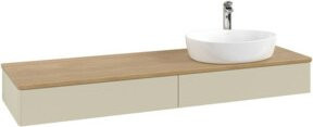 V&B Waschtischunterschrank Antao mit Beleuchtung, Eiche Honig braun lackiert, B: 160 cm, T: 50 cm - Bild 1