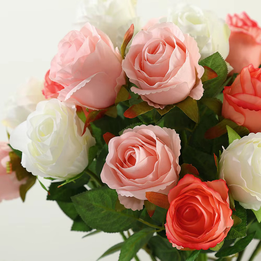 MENGHAO Rosen-Kunstblumen Set in Weiß, 3 Stück, Höhe: 48 cm, künstliche Blumen für Dekoration und Hochzeiten - Bild 4