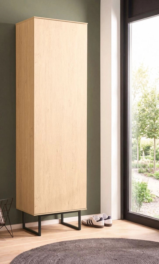 Garderobenschrank Breda Furn.Design in Eiche, Schuhschrank mit Kleiderstange und Regalfächern, B/T/H: 58 x 40 x 200 cm - Bild 3