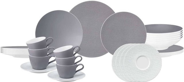 Seltmann Weiden Kombiservice Life Fashion aus Porzellan, 30er Set, Grau - Bild 1