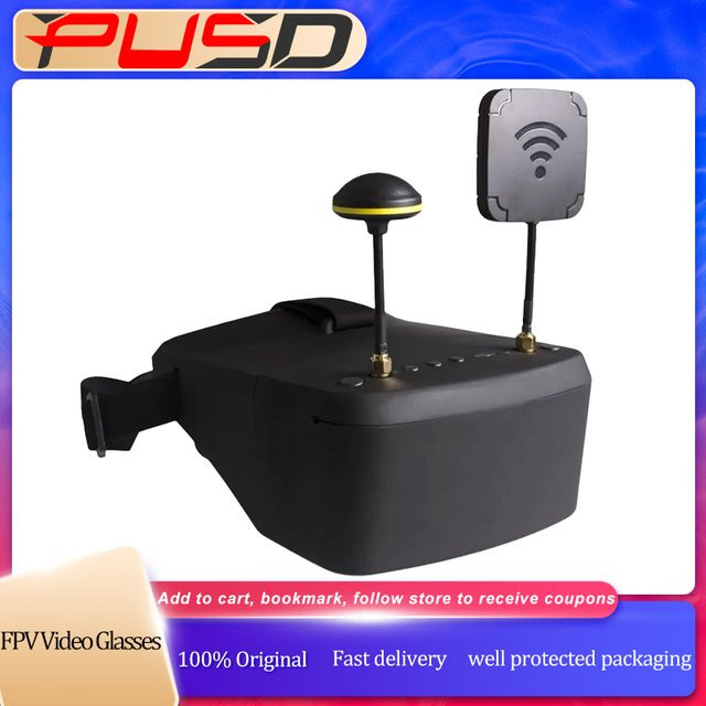 PUSD EV800D FPV Brille mit 5 Zoll Display, 5,8G 40CH Video Headset inklusive DVR und Diversity-Empfänger in Schwarz - Bild 1