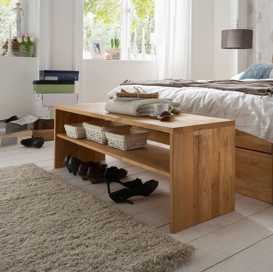 m&h Bettbank Mercur aus Wildoak in Braun, B/T/H: 140 x 43 x 35 cm - Bild 1
