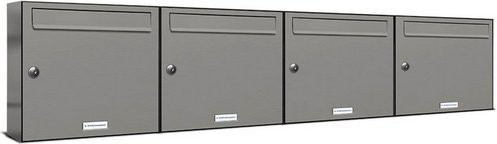 AL Briefkasten-System für 4 Parteien, Aufputzmontage, grau, B/H/T: 153,565 x 65 x 34,5 x 11,6 cm - Bild 1
