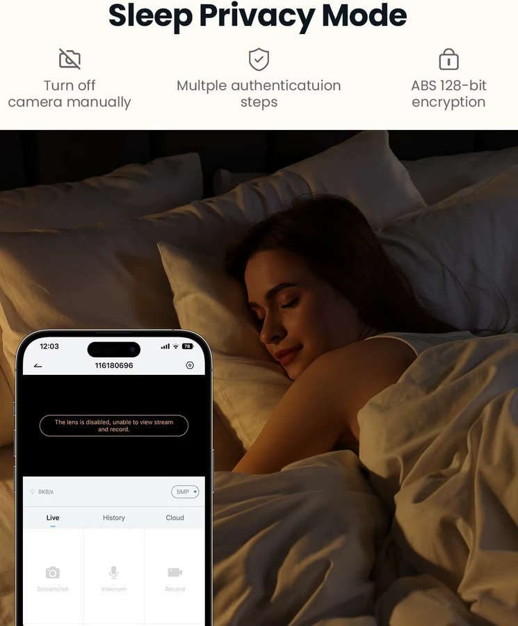 ieGeek 5MP WLAN-Innenkamera mit Dual-Band 5G/2,4 GHz, Schwenk- und Neigefunktion sowie Bewegungserkennung in Weiß - Bild 4