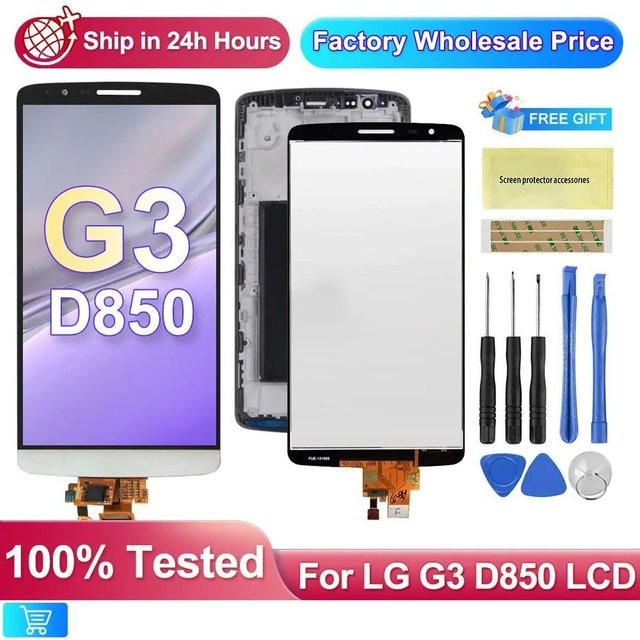 LG G3 LCD Display Touchscreen Digitizer Montage mit Rahmen für D850 D851 D855 5,5 Zoll - Bild 1