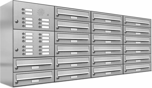 AL Briefkasten für 20 Parteien, Aufputzmontage, silberfarben, B/H/T: 153,2 x 69 x 27,5 cm - Bild 1