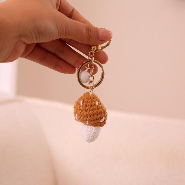 Schlüsselanhänger Tropenfisch-Serie, Häkel-Pilz, Häkel-Erdbeer, brown, Unisex - Bild 1