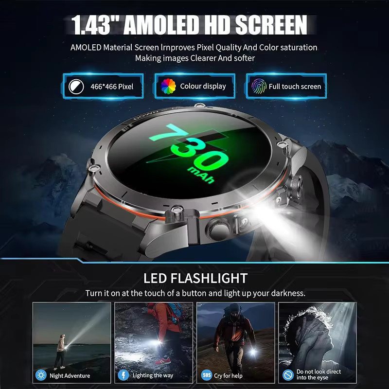 GUHUAVMI Smartwatch, GPS, Bluetooth, 10 ATM, Schwarz, Herren - Bild 5