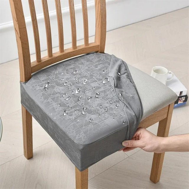 Bestbags Wasserdichte Stuhlhussen aus PU-Leder in Grau, elastische Sitzbezüge für Esszimmerstühle - Bild 1