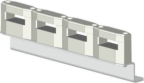 Siemens 8GF5763 Stab Universal Sammelschienenhalter 4-polig eben waagerecht, Farbe: grau, Höhe: 20,0 cm, Breite: 3,0 cm, Tiefe: 1,0 cm - Bild 1