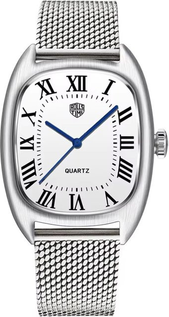 RollsTimi Herrenarmbanduhr, Quarz, Edelstahl, Schwarz, Tonneau - Bild 1