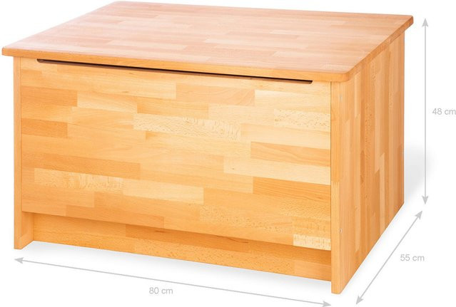 Pinolino Stauraum-Truhe aus geöltem Buchenholz für das Kinderzimmer, B/H/L: 80 x 48 x 55 cm, Natur/Beige - Bild 1