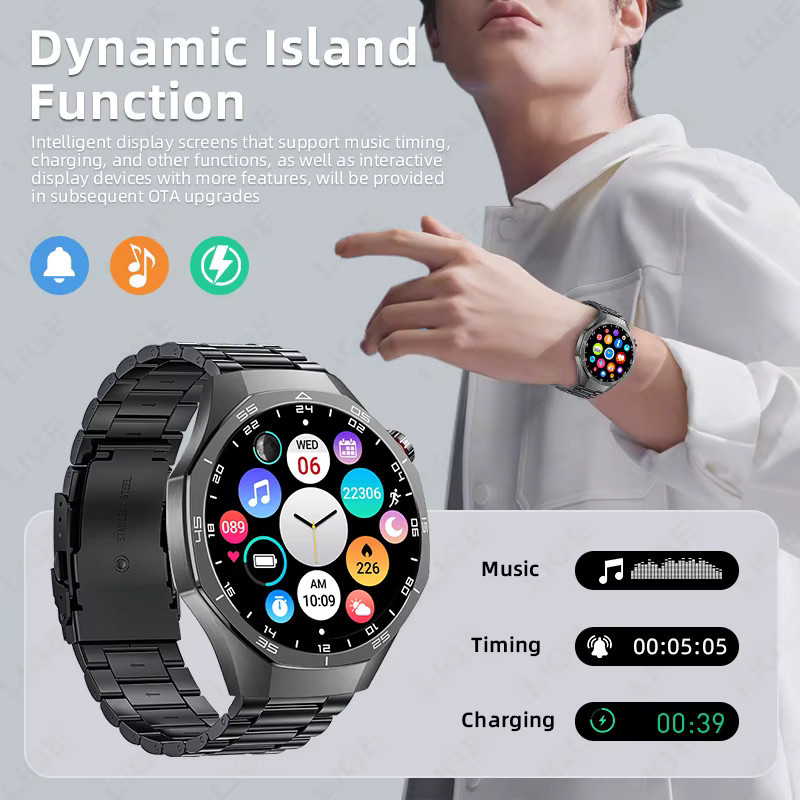 LIGE Smartwatch, Edelstahl, Schwarz, Unisex, wasserdicht - Bild 2
