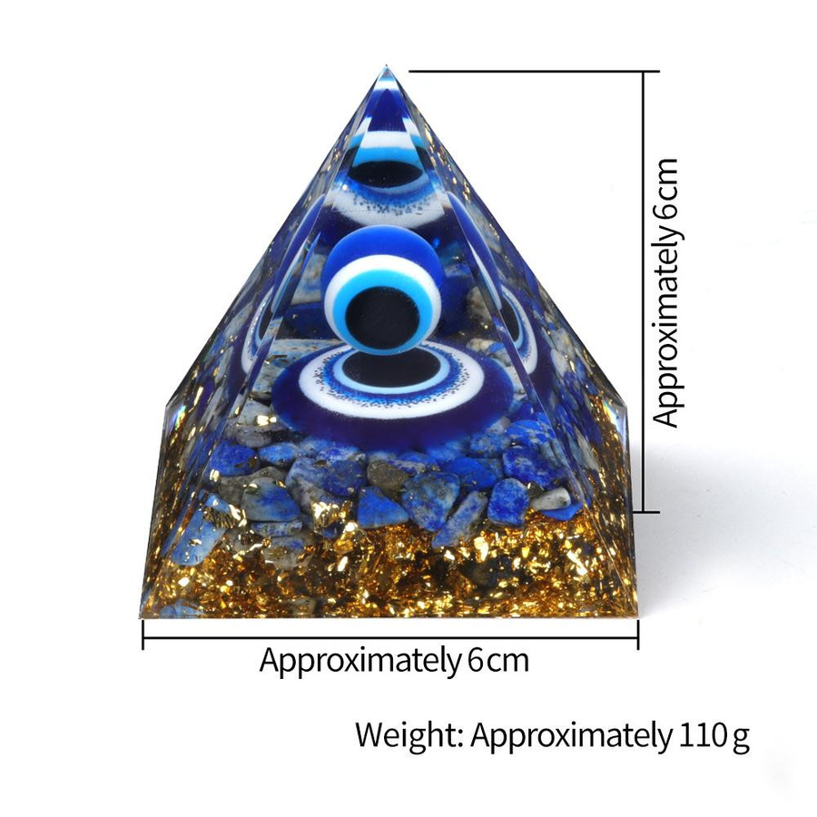 Yiran Furniture Teufelsauge Pyramide aus natürlichem Bruchstein und Lapislazuli in Blau, B/T/H: 6 x 6 x 6 cm - Bild 1