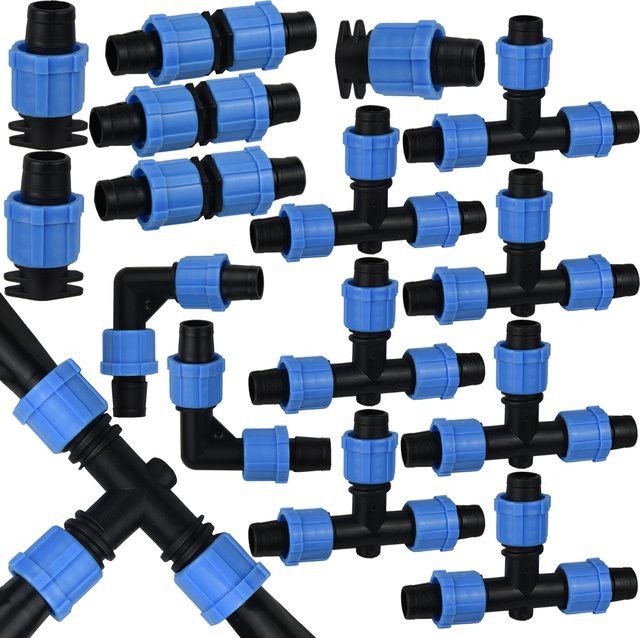 KESLA 20er Set T-Verbindung 3-Wege Kupplung für 16mm Tropfbewässerungsschläuche mit Gewinde-Schnellanschluss - Bild 1