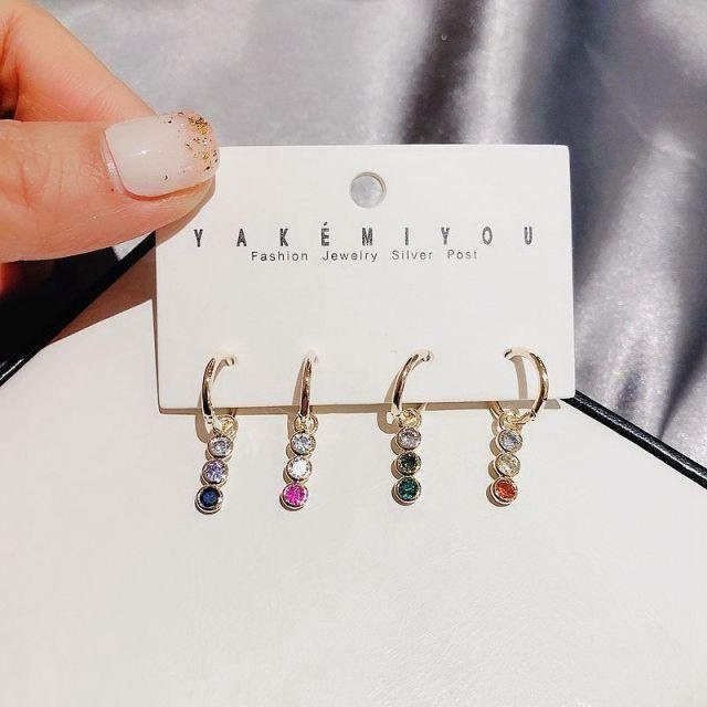 Allbestart Creolen Set, Bunt, Zirkonia, Silber, Damen - Bild 1