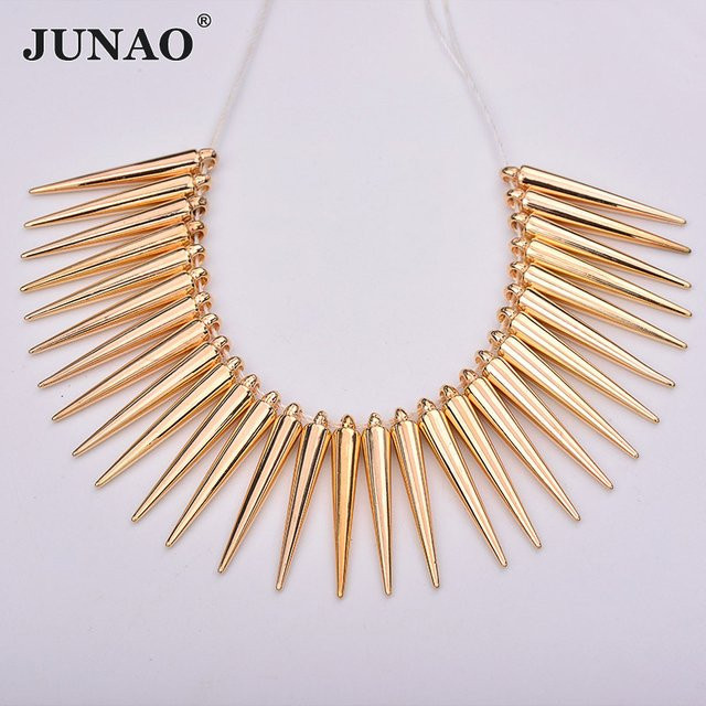 JUNAO 100 Stück Gold-Nieten aus Kunststoff zum Aufnähen für Leder, Kleidung und Schmuckherstellung, Größe: 5 x 35 mm - Bild 1