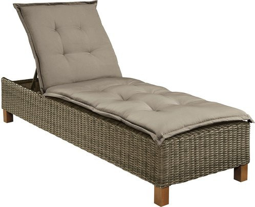 MERXX Gartenliege Toskana aus Aluminium und Akazienholz mit Auflage in Braun, B/T/H: 200 x 86 x 70 cm