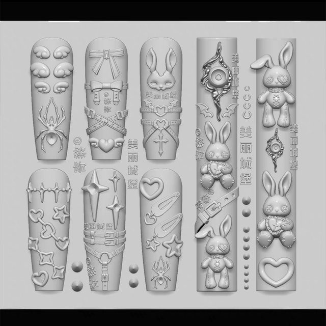 Misscheering Silikon Nagelkunst Vorlage, 3D Acryl Design, DIY Nail Art - Bild 1