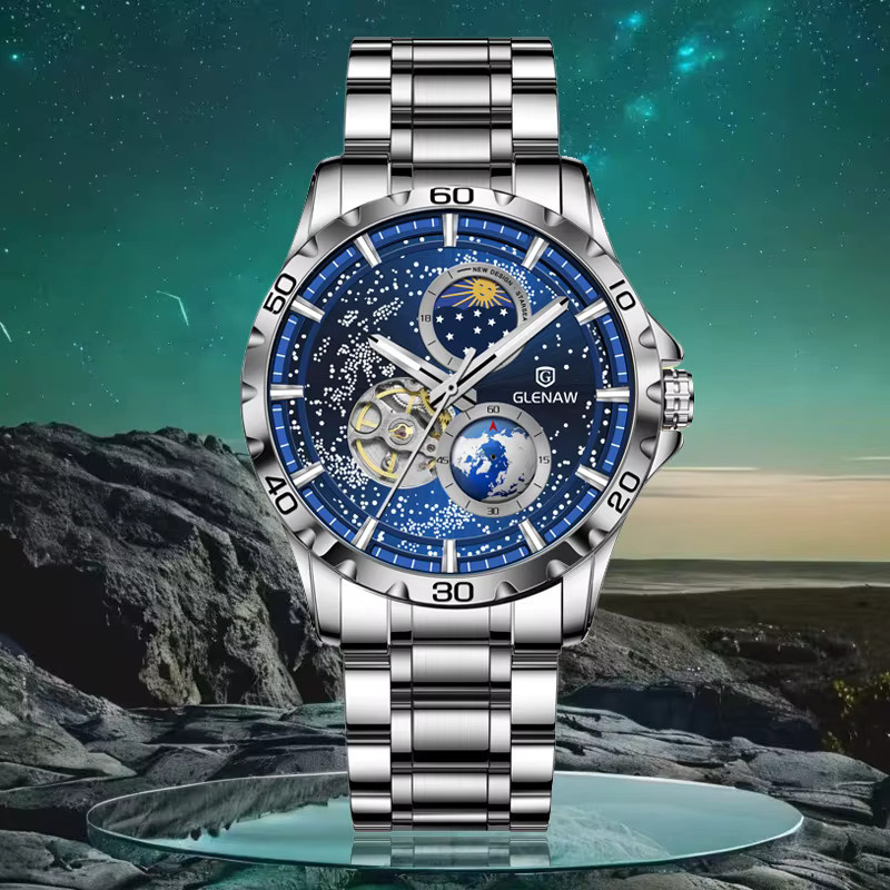 GLENAW Armbanduhr, Automatik, Edelstahl, Blau, Herren - Bild 2