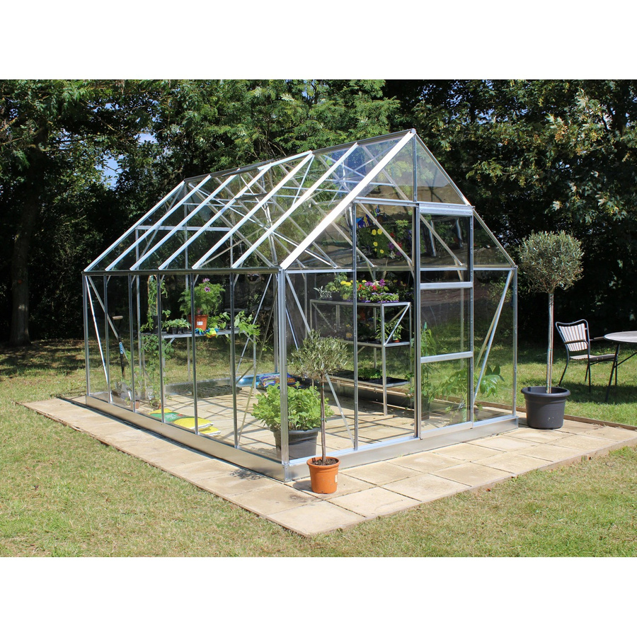 Halls Gewächshaus Universal 128 Alu in Silber mit Sicherheitsglas und Fundamentrahmen, 9,9 m² - Bild 2