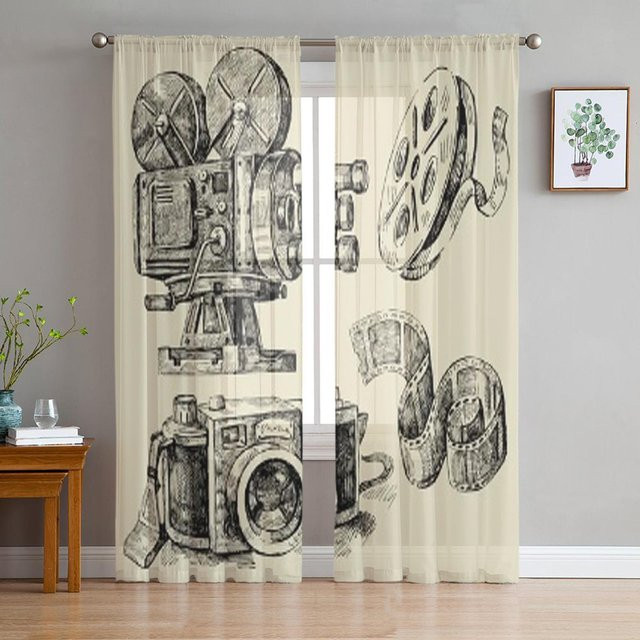 Super Six Transparentes Tüll-Voile-Organza Vorhang in Weiß, B: 135 cm, H: 114 cm - Bild 1