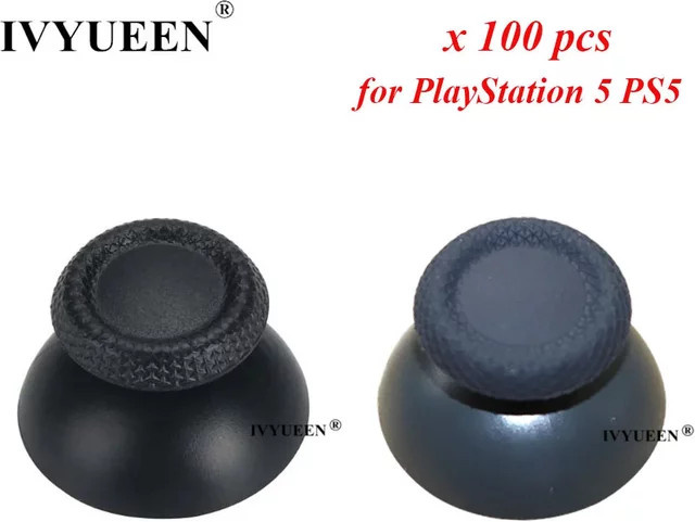 IVYUEEN 100 Stück Thumbstick 3D Analog Joystick Caps für PlayStation 5 PS5 DualSense Controller in Schwarz - Bild 1