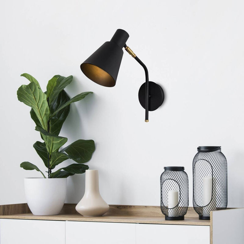 Opviq Wandleuchte Sivani in Schwarz und Gold aus Metall mit E27 Fassung, Breite: 36 cm, Höhe: 40 cm, Tiefe: 15 cm - Bild 2