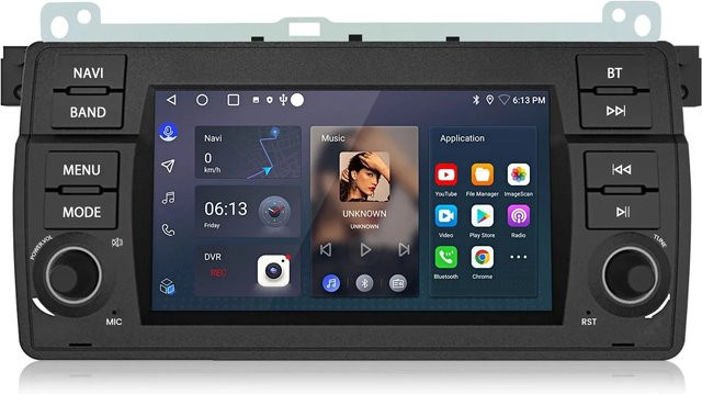 Junsun Android 14 Autoradio mit 7 Zoll Display, 2 GB RAM, 64 GB Speicher und Bluetooth in Schwarz für BMW E46 3er - Bild 1