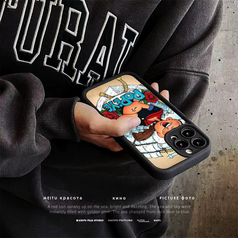 Potdemiel Handyhülle mit Cartoon-Charakter Popeye für iPhone, stoßfeste Silikon-Schutzhülle, mehrfarbig - Bild 4