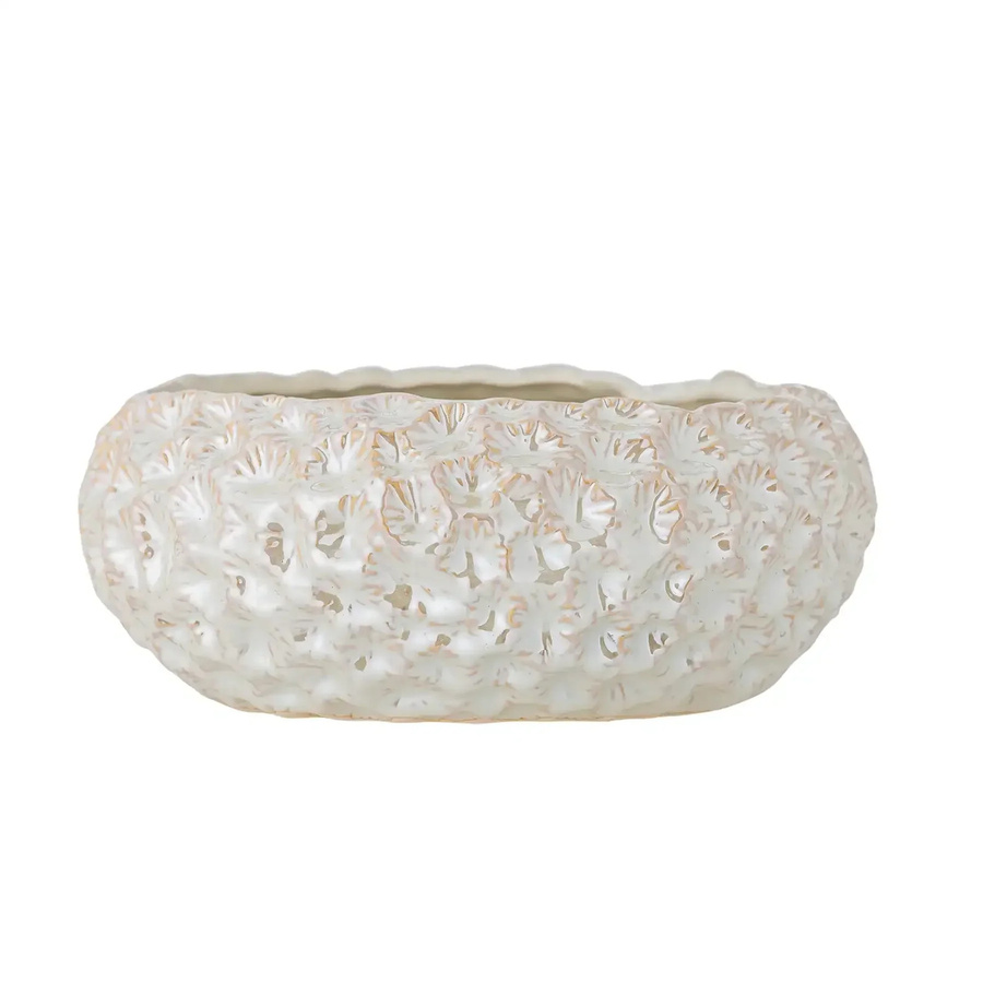 Bloomingville Keramikschale Lowen in Weiß und Beige mit organischer Form und Relief, Durchmesser: 24 cm - Bild 1