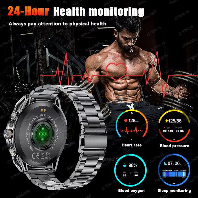 GUHUAVMI Smartwatch, T-Rex3 Ultra, GPS, Schwarz, 10 ATM, Rund - Bild 4