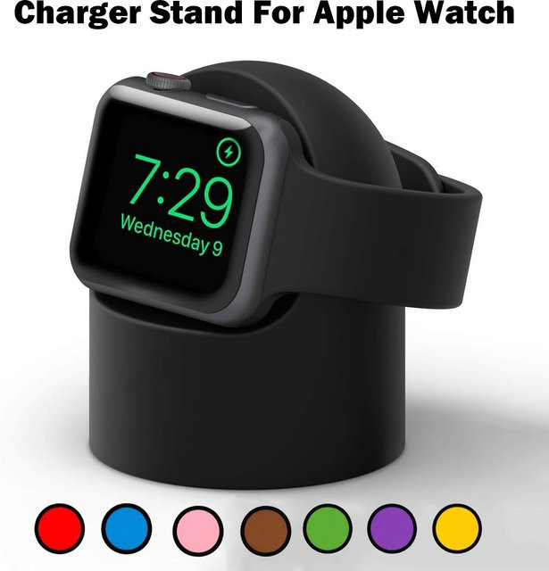 RWBANDS Silikon Ladeständer für Apple Watch Ultra und alle Serien 11 10 9 8 7 6 SE in Schwarz oder Grau - Bild 1