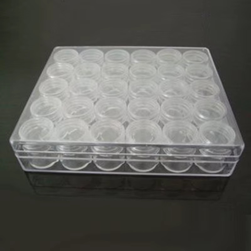 Otmagelu Aufbewahrungsbox mit 30 Fächern aus transparentem Kunststoff für Nail Art, Schmuck und Perlen, B/T/H: 16,2 x 13,5 x 3,5 cm - Bild 4