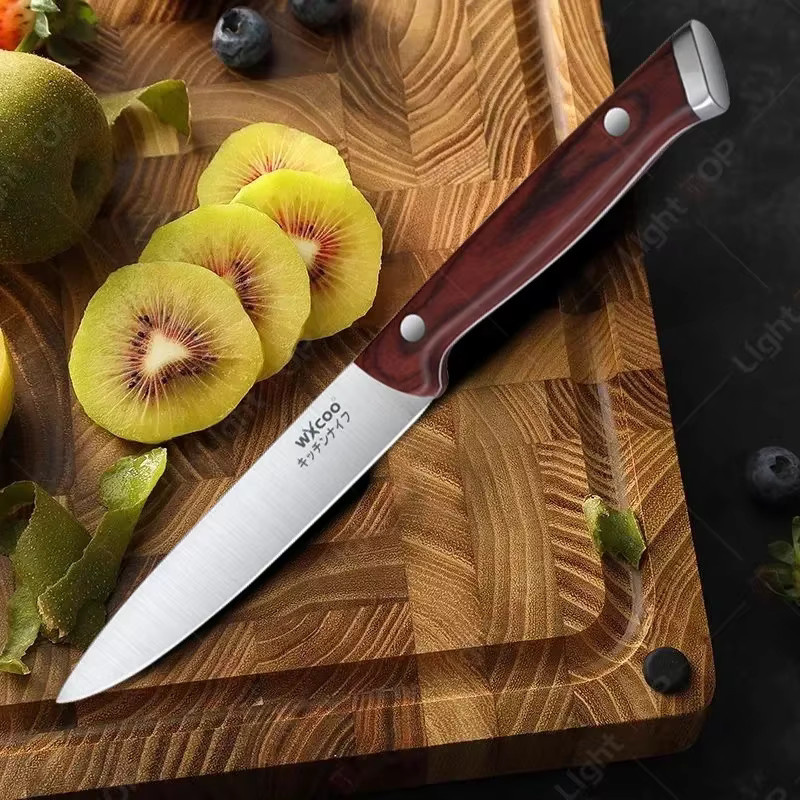 WXCOO Japanisches Kochmesser-Set aus Edelstahl in Silber mit Metzgerbeil, BBQ-Messer, Küchenschere und Obstmesser - Bild 2