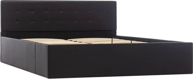 vidaXL Stauraumbett mit Hydraulik in Schwarz aus Kunstleder, B/T/H: 140 x 200 x 211 cm - Bild 1