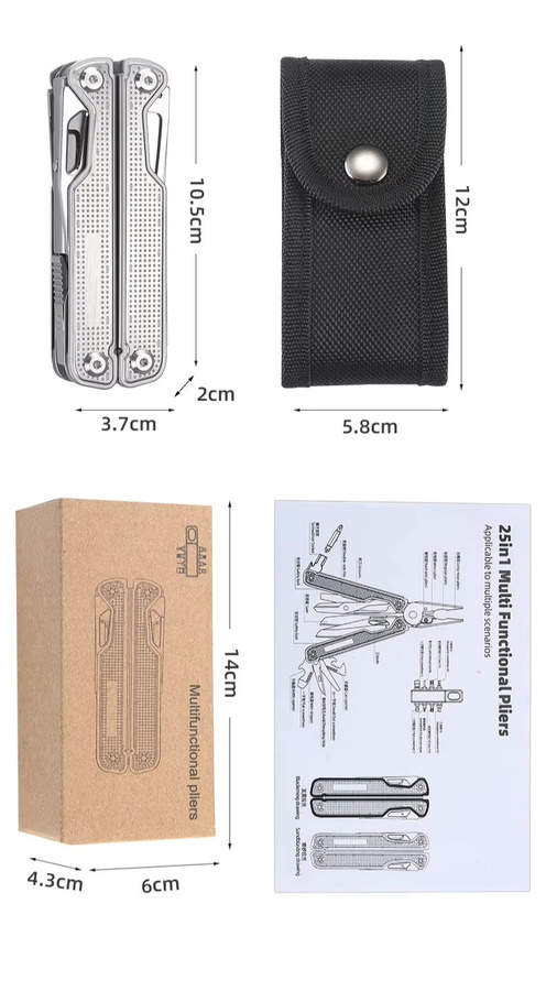 BHBT 25-in-1 Multitool-Zange in Silber und Schwarz mit Taschenschere, Sägen und Bits für Outdoor und Camping - Bild 5